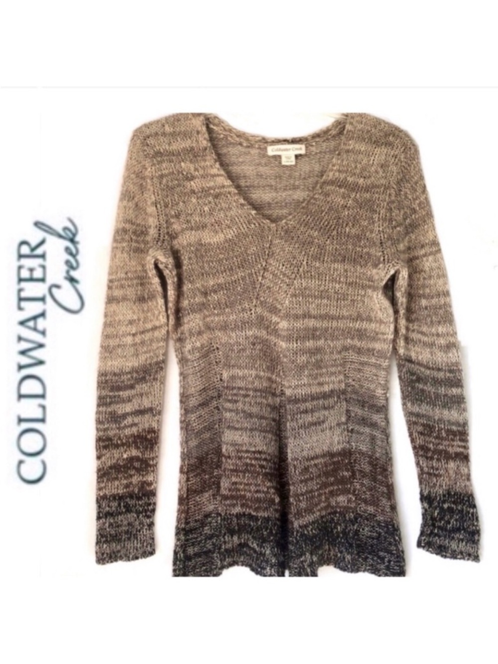 Coldwater Creek Linen Tweed Space Dyed Knit Sweater Large